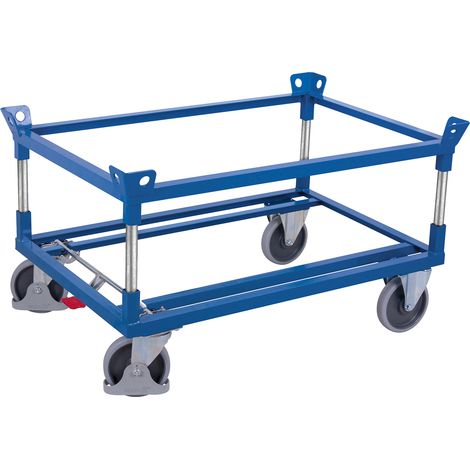VARIOfit Palettenfahrgestell Gummibereifung für Gitterboxen/Europaletten mit 2 Winkelrahmen 1210x1010mm Anthrazitgrau RAL 7016