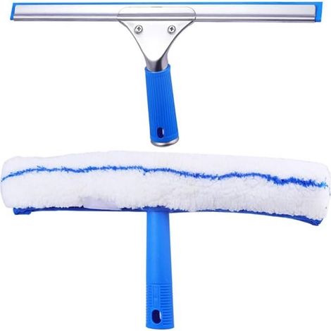 Kit de nettoyage de vitres professionnel – Raclette à vitres 35cm et lave-vitres en microfibre, raclette de douche et essuie-miroirs pour voiture (1/5)