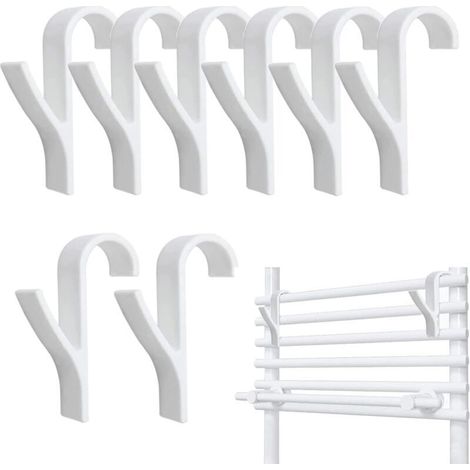Set mit 8 Heizkörperhaken, Handtuchhalter fürs Badezimmer, Handtuchstange, Handtuchhaken für Heizkörper, Handtuchtrocknerhaken (Weiß)