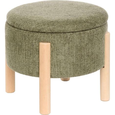 Pouf Coffre Chenille "Elki" 45cm Kaki