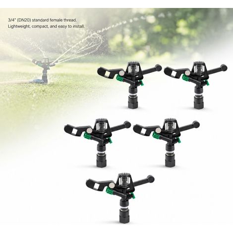 Irrigatore oscillante Toivize - 5 pezzi - Nero - Plastica - DN20 - Irrigazione rotativa per giardino, prato e agricoltura (1/4)