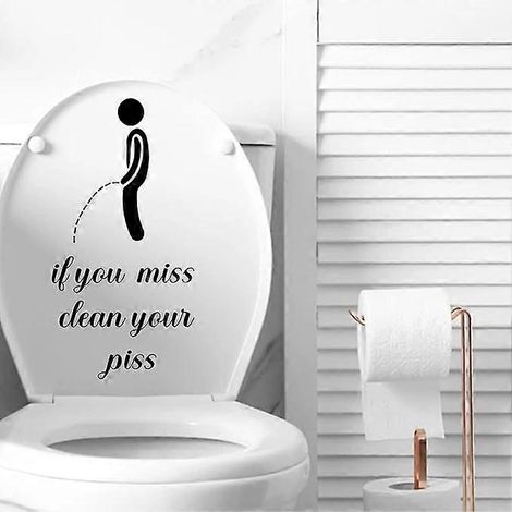 Autocollants pour toilettes, autocollants humoristiques « Nettoyez votre pipi », décoration murale en vinyle imperméable, citations amovibles pour abattant de toilettes et porte de WC.