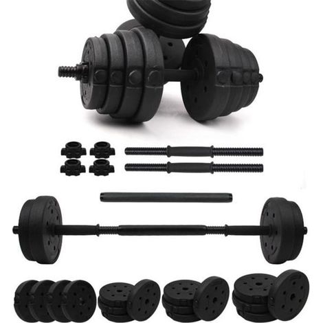 Haltères Réglables de Musculation 20KG - WILLONIN - 2 en 1 - Rapides et Faciles à Mettre en Place - Noir (1/4)