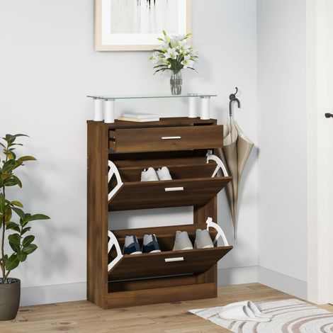 Schuhschrank Braun Eichen-Optik 63x24x104 cm Holzwerkstoff vidaXL734542 (1/5)