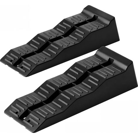Wiltec Par cuñas niveladoras de 40/70/100 mm y 5 t, set 2 rampas con 3 niveles de altura, calzos niveladoros para caravanas, autocaravanas, furgonetas camper y más (1/5)