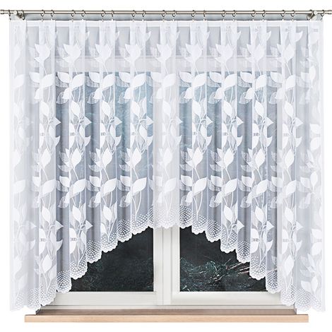 Martyna - Rideau jacquard prêt à poser avec fente en bas - 320 x 160 cm - blanc (1/5)