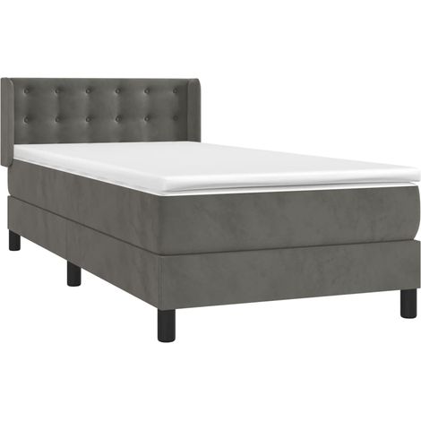 Box Spring Bed with Mattress Dark Grey 80x200 cm Velvet vidaXL