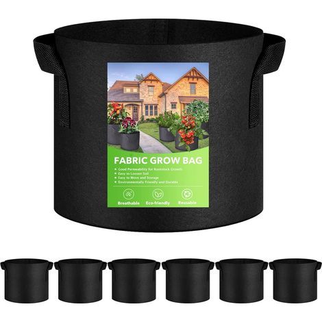 Set of 6 30L Non-Woven Planting Bags with Handles for Tomatoes, Strawberries, Gardens, Balconies (1/5)