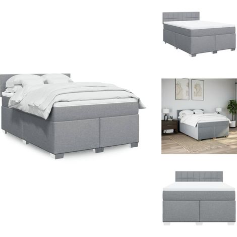 Boxspringbett mit Matratze Hellgrau 140x200 cm Stoff - Boxspringbett - Boxspringbetten - Bett - Schlafzimmermöbel (1/5)