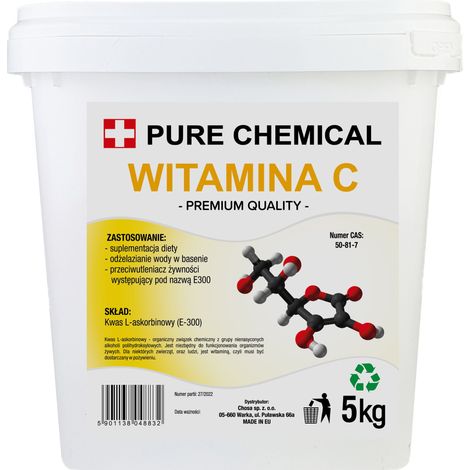 Vitamina C per piscine - Acido L-ascorbico - 5 kg - Elimina le impurità - Acqua cristallina