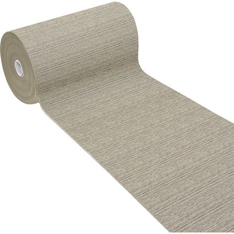 Tappeto Cucina Tinta Unita Striato Bordato Assorbente Passatoia Casa Antiscivolo Beige - 54x40 Cm
