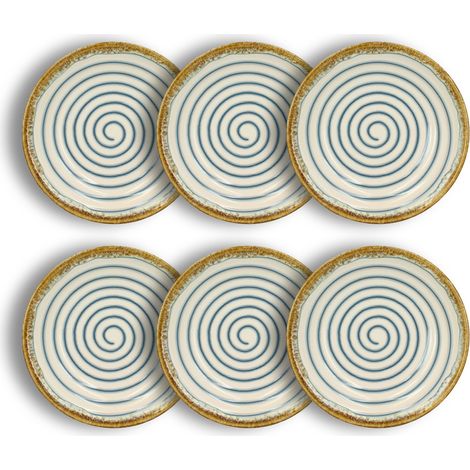 Lot de 6 assiettes creuses 22cm en faïence, SPIRALE (1/3)