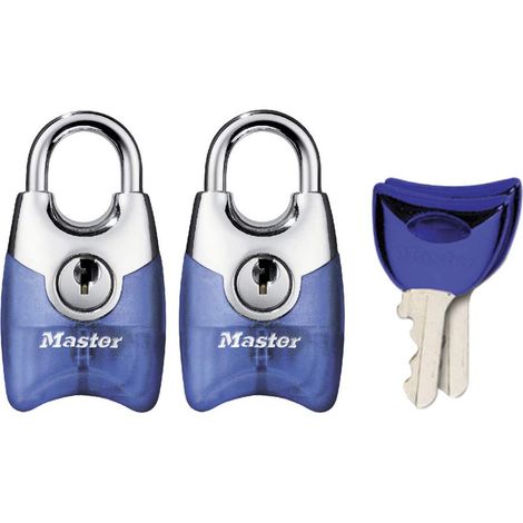 Master Lock 4630EURTAST Pack de 2 Cadenas Fusion à Clé et Anse Protégée, Couleur Aléatoire, 4,4 x 2 x 1,4 (1/5)