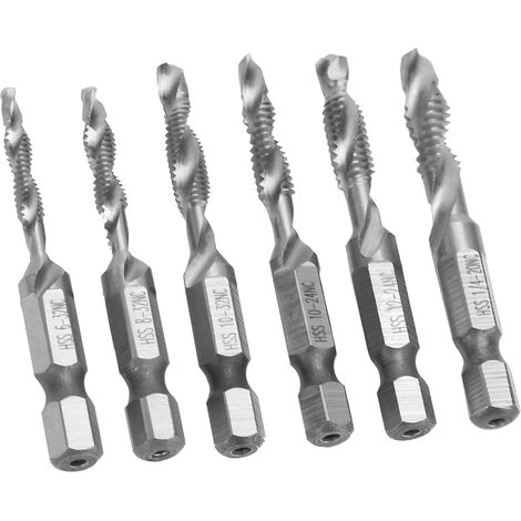 6 Pièces Tarauds HSS à Queue Hexagonale pour Filetage US Standard, Outils de Tissage Manuel (1/5)