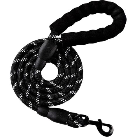 Laisse Chien - 5 M - Poignée Néoprène Rembourrée - Crochets Acier Antirouille - Corde Nylon Résistante - Pour Dressage et Attache Extérieure - 1 Pièce (1/5)