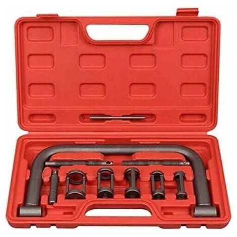 QORVA-Vie 10PCS Kit de Compresseur de Ressort de Soupape, avec Pince de Compression à Ressort/Adapteurs/Vis d'extension/Barre de Compression pour Moteur de Voiture/Mini-fourgonnettes/VTT/Moto