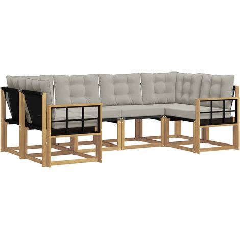 Outdoor Sofa Set with Cushion 6 pcs White and Light Grey vidaXL