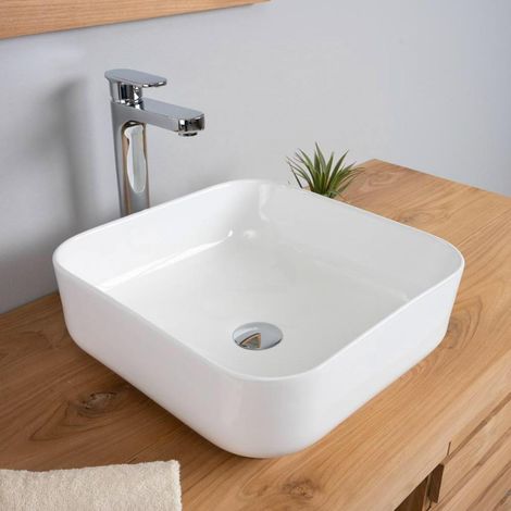 Lavabo de cerámica cuadrado Ally 39cm (1/5)