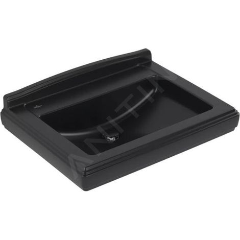 Villeroy & Boch Hommage - Lavabo 75x58 cm, avec trop-plein, 3 trous de robinetterie, CeramicPlus, Pure Black 7101A1R7 (1/5)