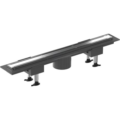 Canalina doccia 60 cm in alluminio reversibile scarico centrale, sifone e piletta inclusi (1/4)