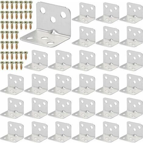 30pcs Stainless Steel L Shape Corner Bracket for Wood Furniture Fixing with Silver 36x27mm，Starlight (1/4)