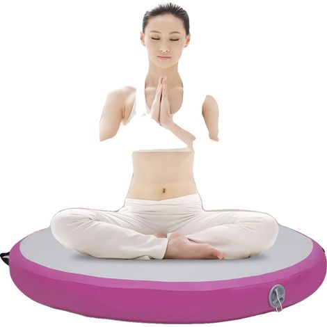 Tapis de gymnastique gonflable, matériau PVC, diamètre de 100 cm, hauteur de 10 cm, capacité de 1-2 personnes, étanche (1/5)