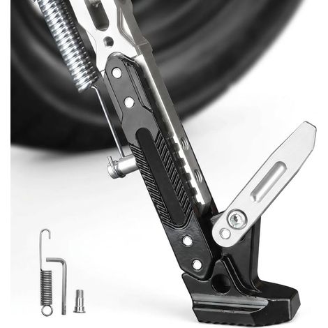 Motorcycle Kickstand for Moto Guzzi V85TT, Adjustable Aluminum Alloy Side Stand, Universal Anti-Slip Support for Off-Road Motorcycle Scooter, White (1/5)