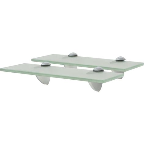 2 Étagères Tablettes en Verre 30 cm Blanche à fixer pour une décoration moderne et épurée (1/5)