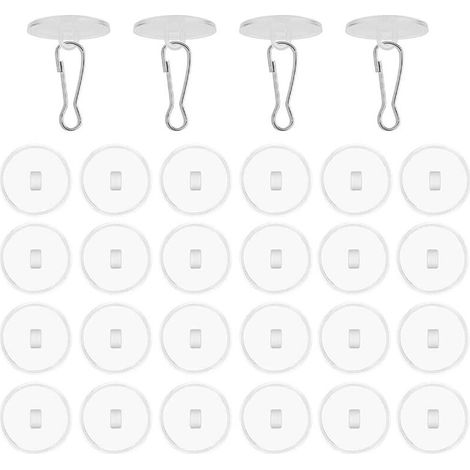 Lot de 30 crochets de plafond transparents autocollants sans perçage, crochets de support de plafond avec clips pour mât de drapeau, crochets décoratifs pour suspendre des carillons éoliens, sa (1/4)