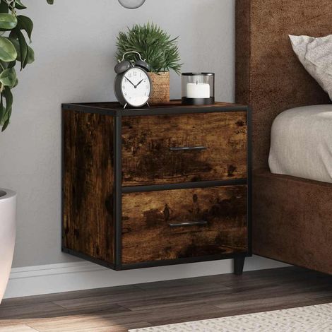 Tables de chevet murales 2 pcs-Lot de 2 Table de nuit flottante Chêne fumé 40x31x39,5 cm 474225 (1/5)