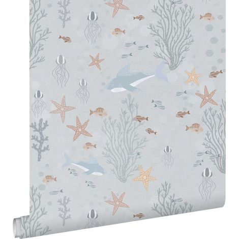 papier peint le monde sous-marin bleu gris - ESTAhome (1/5)