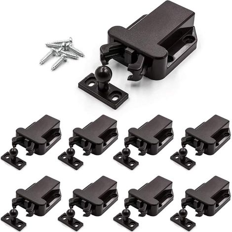 Lot de 8 loquets à pression à verrouillage automatique avec ressort, verrou de sécurité tactile et verrouillage automatique pour armoire, noir (1/5)