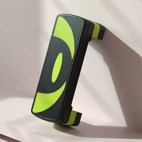 Step aeróbico ajustable de 3 alturas 10/15/20 cm, antideslizante, interior/exterior, negro DESVIAE