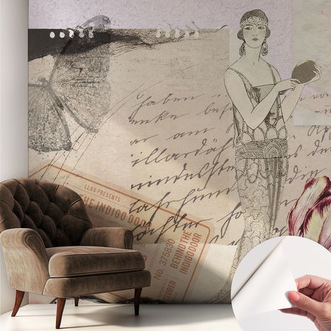 Fotomurale adesivo - parete decorativa - decorazione casa - stile moderno parete - Collage nostalgico 250x250 cm (1/5)