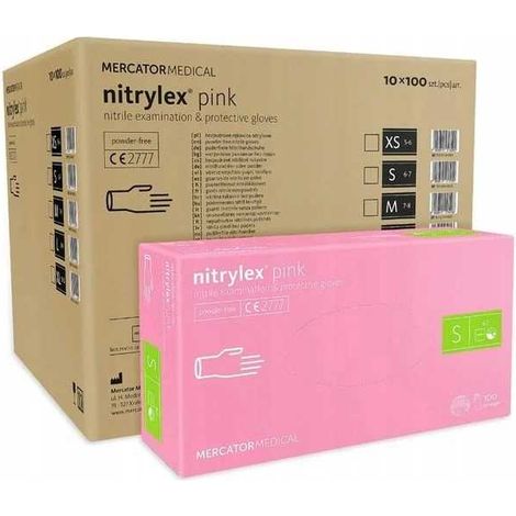 Guanti in nitrile 100 pz. 7-S Nitrylex Rosa - 10 pz.