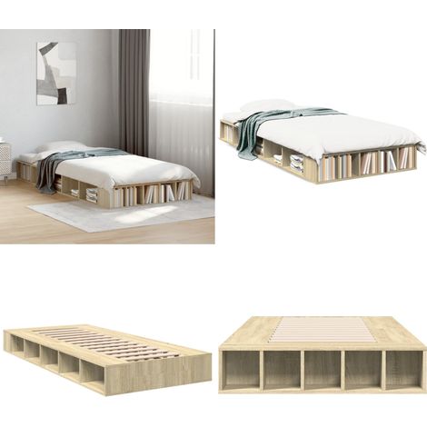 Bettgestell Sonoma-Eiche 75x190 cm Holzwerkstoff - Holzbettfassungen - Bettsystem - Doppelbett - Eiche Möbel - Schlafraum Dekoration - Home & Living (1/5)