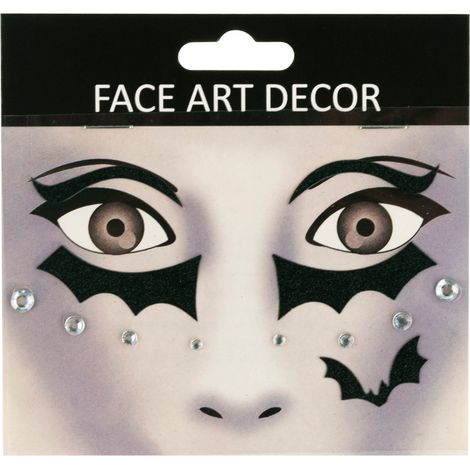 Pegatinas faciales negras con cristales, 3D, maquillaje de Halloween, set (1/5)