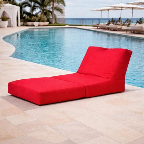 Pouf chaise longue extérieur rouge ARTA (1/5)