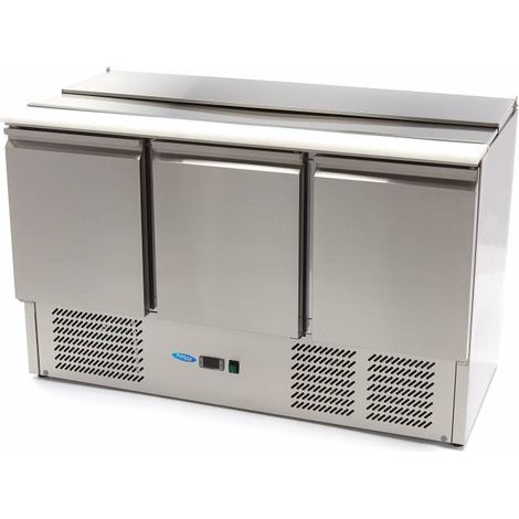 Saladette professionnelle 400L 137cm 3 portes inox avec planche à découper - Maxima