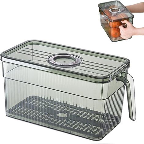 Boîtes de rangement pour réfrigérateur 13 x 13 x 28 cm, avec couvercles, empilables et transparentes, pour fruits et légumes, lot (1/5)