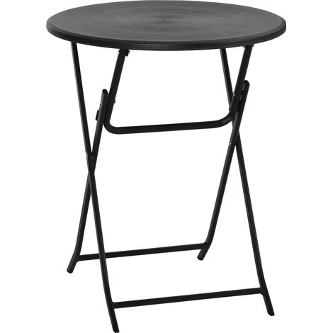 Runder Gartentisch für 2 Personen, Outdoor-Couchtisch aus Stahl, Ø 60 x H 73 cm, anthrazitgrau