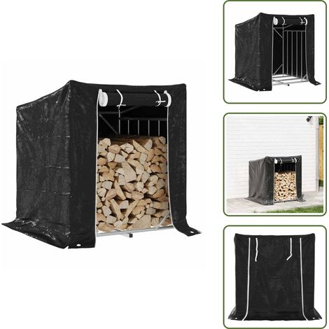 Portant de bois de chauffage et housse de pluie acier galvanisé - Support De Bois De Chauffage - Supports De Bois De Chauffage - Stockage De Bûches - Porte-bûches (1/5)