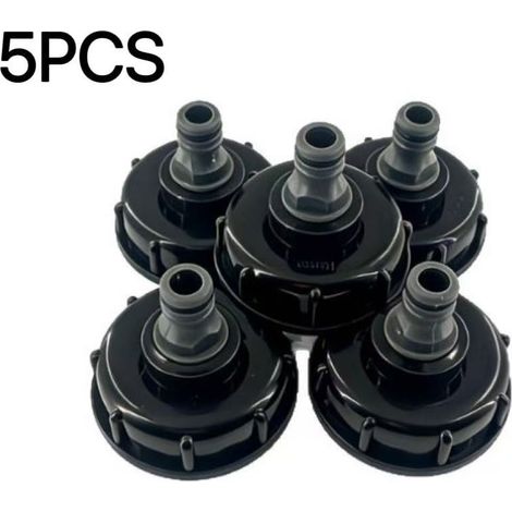 Connecteur en plastique pour réservoir IBC avec couvercle, raccord de tuyau 1/4", adaptateur pour réservoir IBC de produits chimiques, accessoire pour tuyau d'arrosage (lot de 5). (1/2)