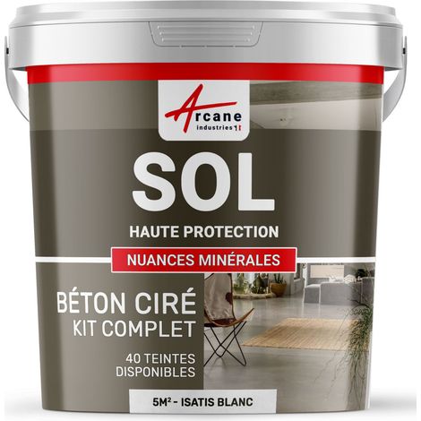 Béton ciré sol en kit, primaire et vernis de finition inclus - 5 m² (en 2 couches) Isatis Blanc - ARCANE INDUSTRIES