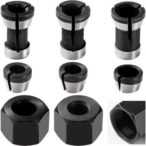 6pcs 6mm/6.35mm/8mm Chuck Head Collet Chuck Router Chuck Adapter Chuck with 2pcs Screw Nuts for Engraving Machine (1/5)