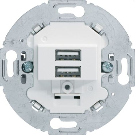 Berker USB-Ladesteckdose 230V 2fach 3.0A Tragring rund polarweiss 260219