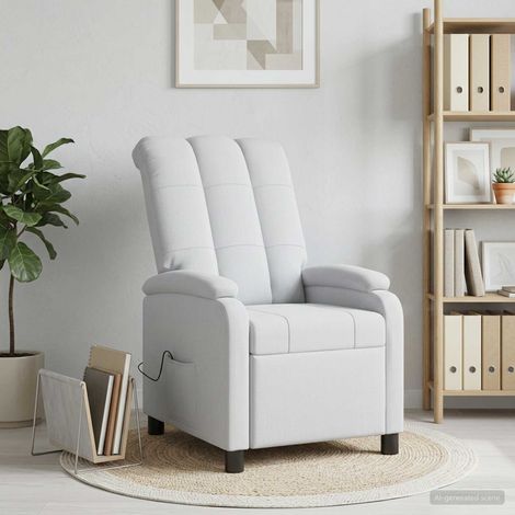 vidaXL Silla de masajes reclinable Blanco Tela (1/5)