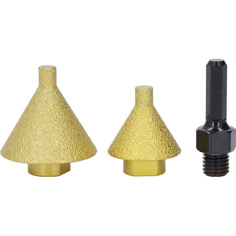 Fraise à chanfreiner pour meuleuse M14, agrandissement carrelage perçage ébavurage, Ø 38mm 50mm, avec adaptateur et coffret (1/5)