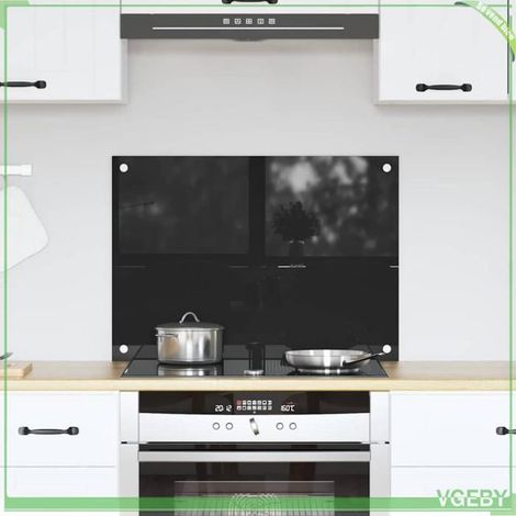 Dosseret de cuisine - ABI - Verre trempé - Noir - 70 x 50 cm - Thermorésistant (1/5)