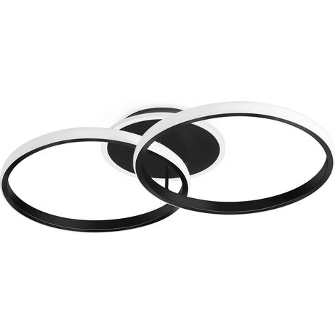 Plafonnier LED double anneau 50 cm, lampe de plafond 36W 4320 lm, 3 températures, salon chambre cuisine couloir, noir (1/5)